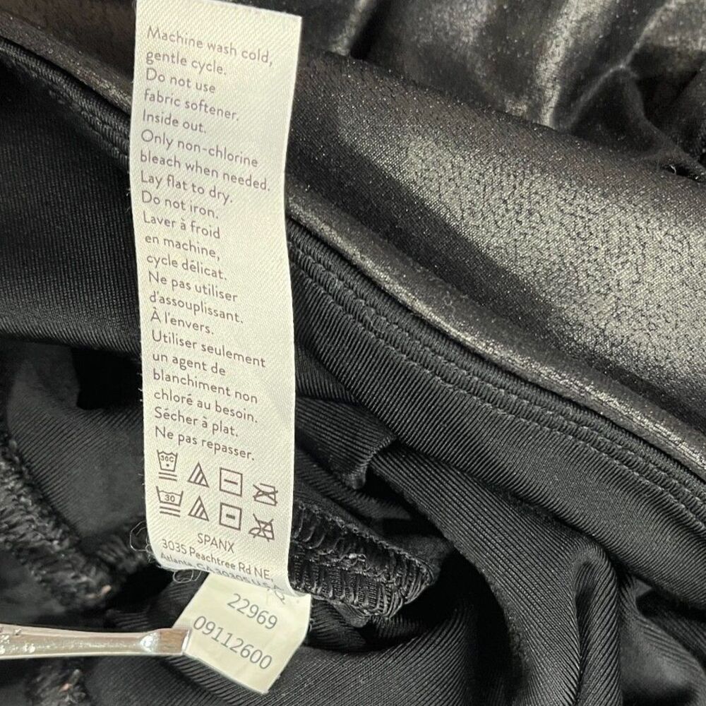 Spanx Faux Leather Leggings Size S Black High Rise Shaping Moto Coated Skinny - Picture 12 of 12